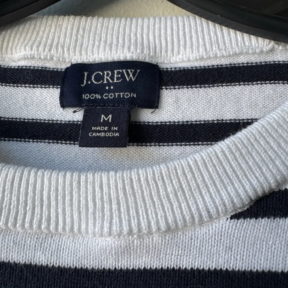 J. Crew Women's Crewneck Sweater - Black and White Stripes - Picture 5 of 12